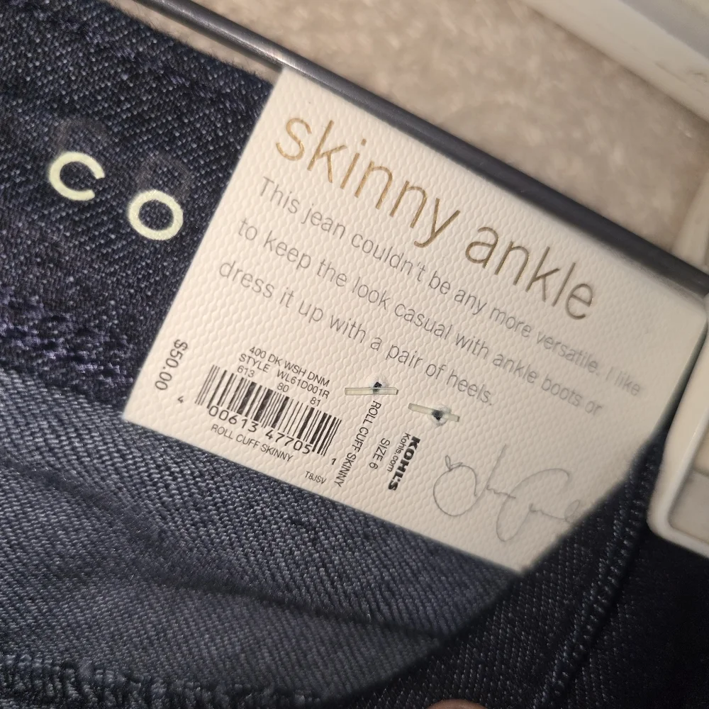 LC Lauren Conrad Skinny Ankle Mid Rise NWT Size 6 Dark Wash Blue Jeans - Picture 10 of 13